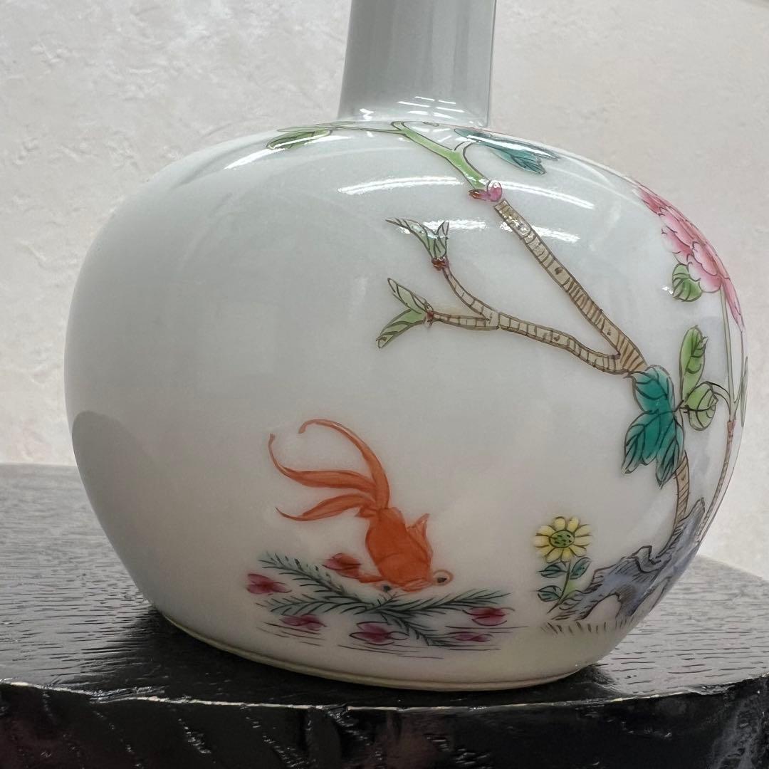 中国清朝人物紋長頸瓶骨董　唐物　アンティーク古美術品骨董　景徳鎮陶磁器青磁　江戸