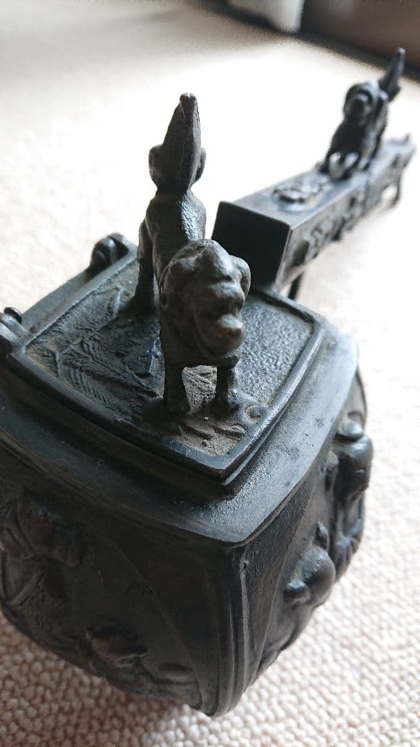 時代 香炉 矢立 銅製　大明宣徳