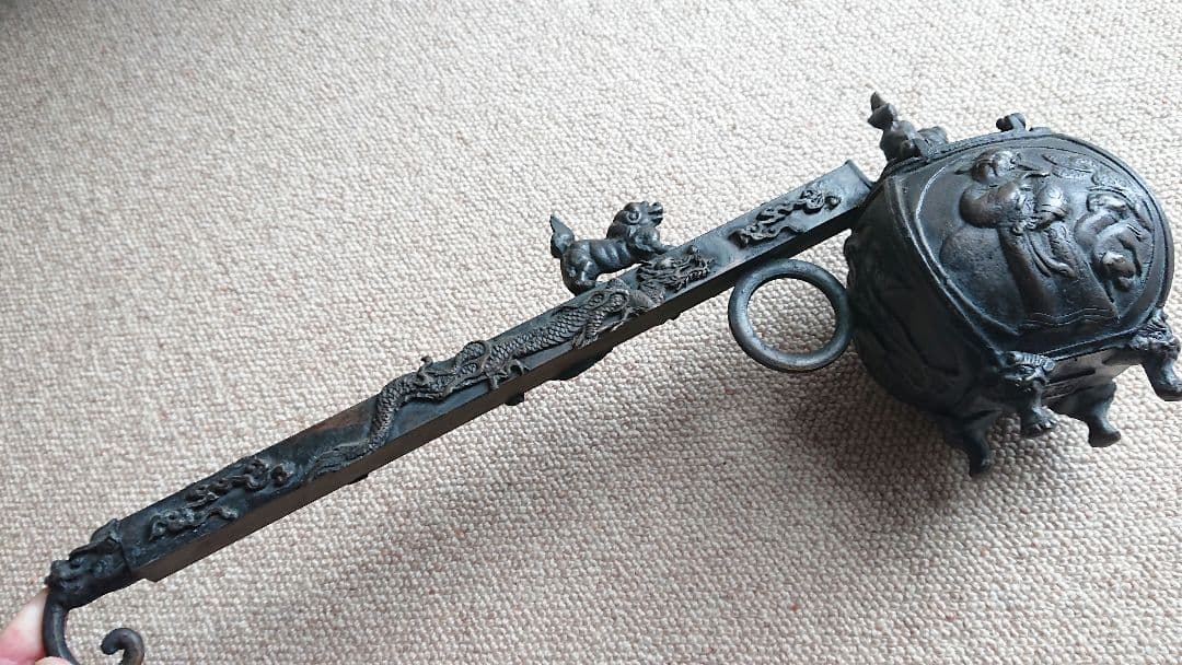 時代 香炉 矢立 銅製　大明宣徳