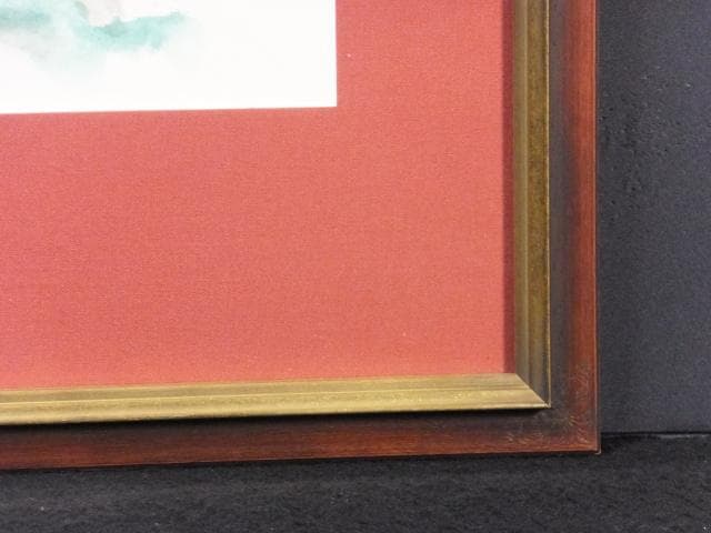 岩崎巴人　版上落款印譜『春風馬』和紙にリトグラフ＆手彩色 0109D