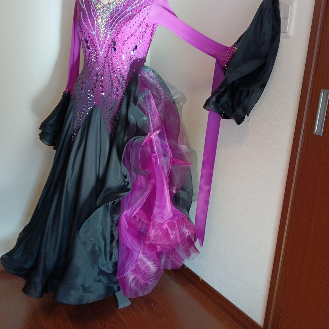 社交ダンススタンダードドレス （M〜Ｌサイズ）ピンクと黒グラデーション