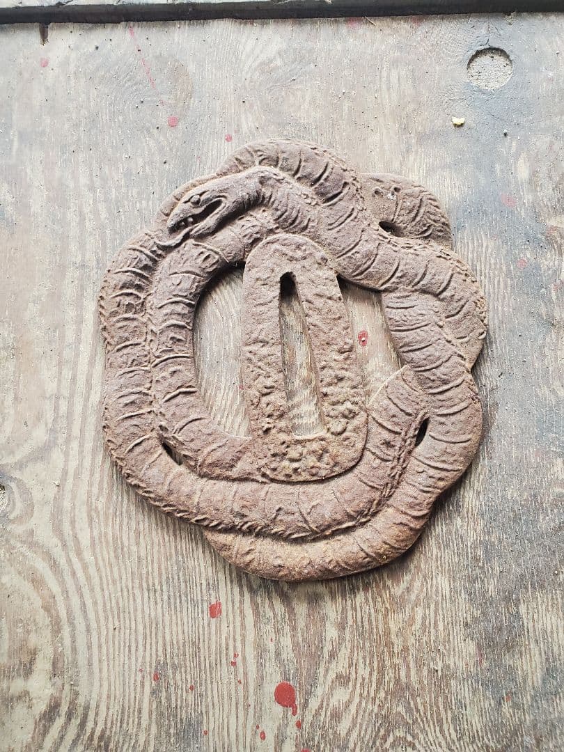 刀 鍔 蛇 骨董品 特大 珍しい レア