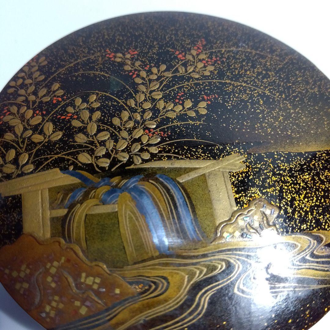 加賀蒔絵　漆器 　時代　蒔絵金銀蒔絵草花文香合　細密　箱入り