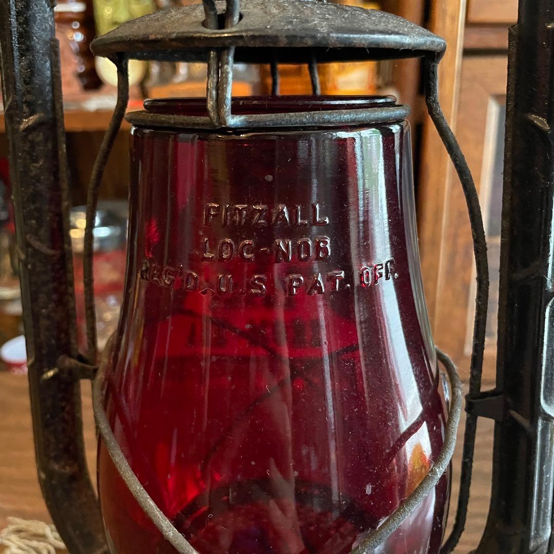 レア！1900〜20s 黒デイツDIETZ 赤ガラスランタン　USAアンティーク