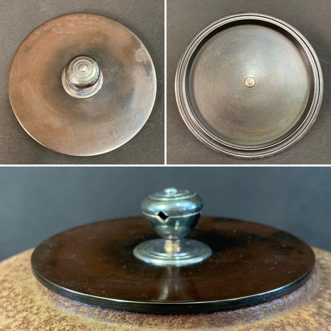 E160 送料無料　肩衝釜　菊桐地紋　在銘　茶釜　茶道具　茶室　茶道　共箱　釜鐶