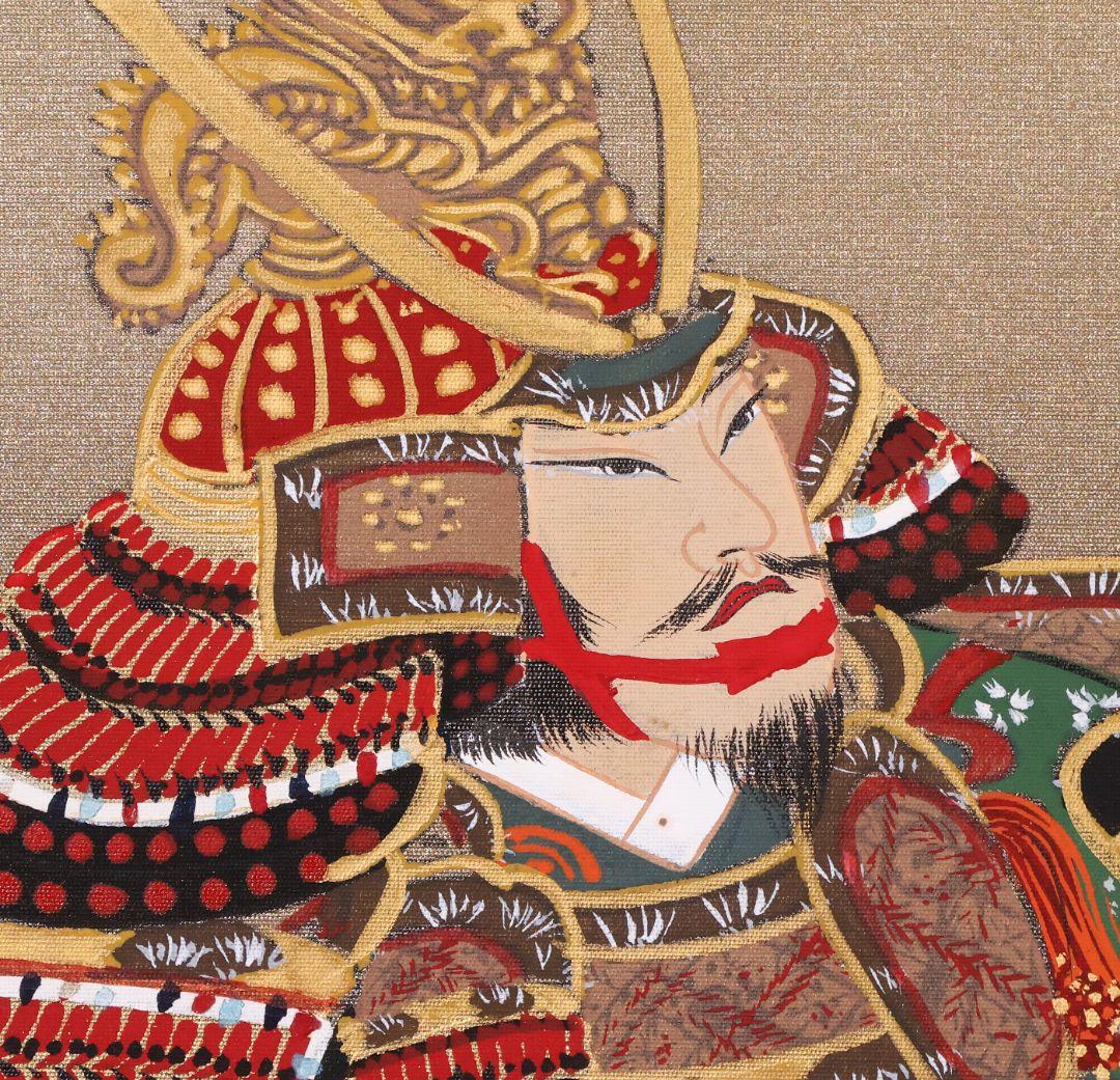 【真作】日本画 国井幸雪 武者図 絹本 掛軸 富士 金泥 國井幸雪 MB118