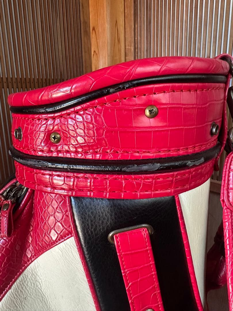 【美品】ディズニー　ミッキー　キャディバッグ　赤