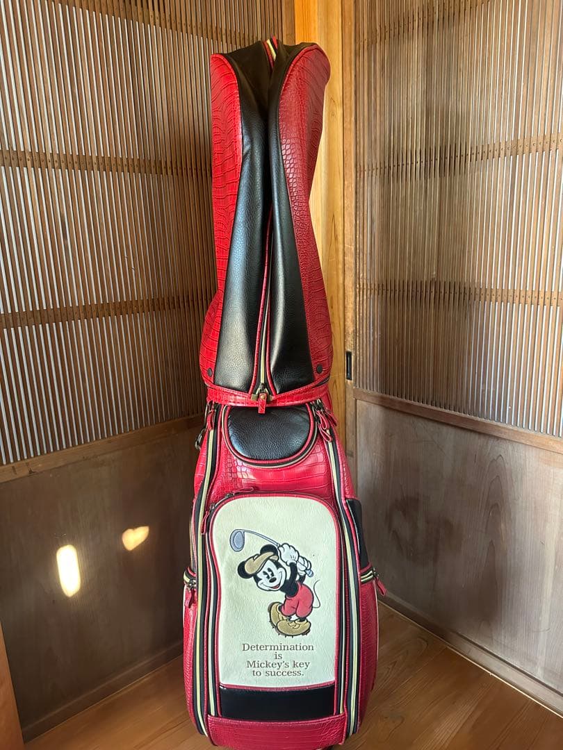 【美品】ディズニー　ミッキー　キャディバッグ　赤
