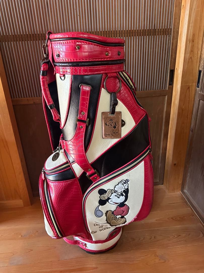 【美品】ディズニー　ミッキー　キャディバッグ　赤