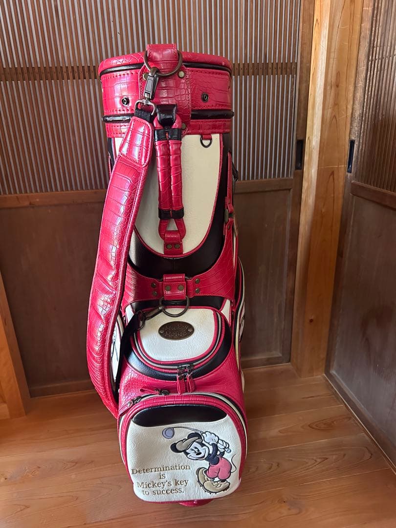 【美品】ディズニー　ミッキー　キャディバッグ　赤