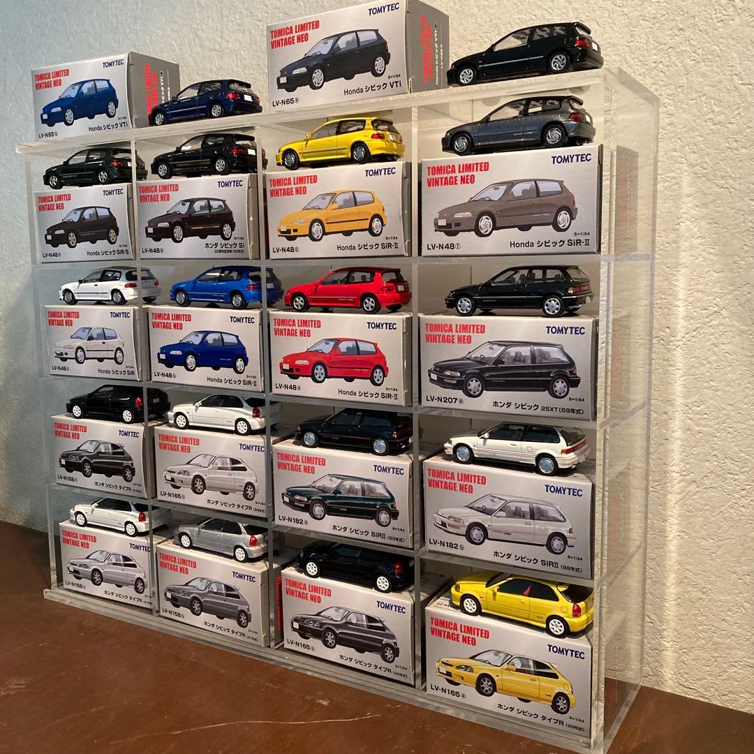トミカリミテッドヴィンテージネオHondaシビック18台セット　アクリルケース付