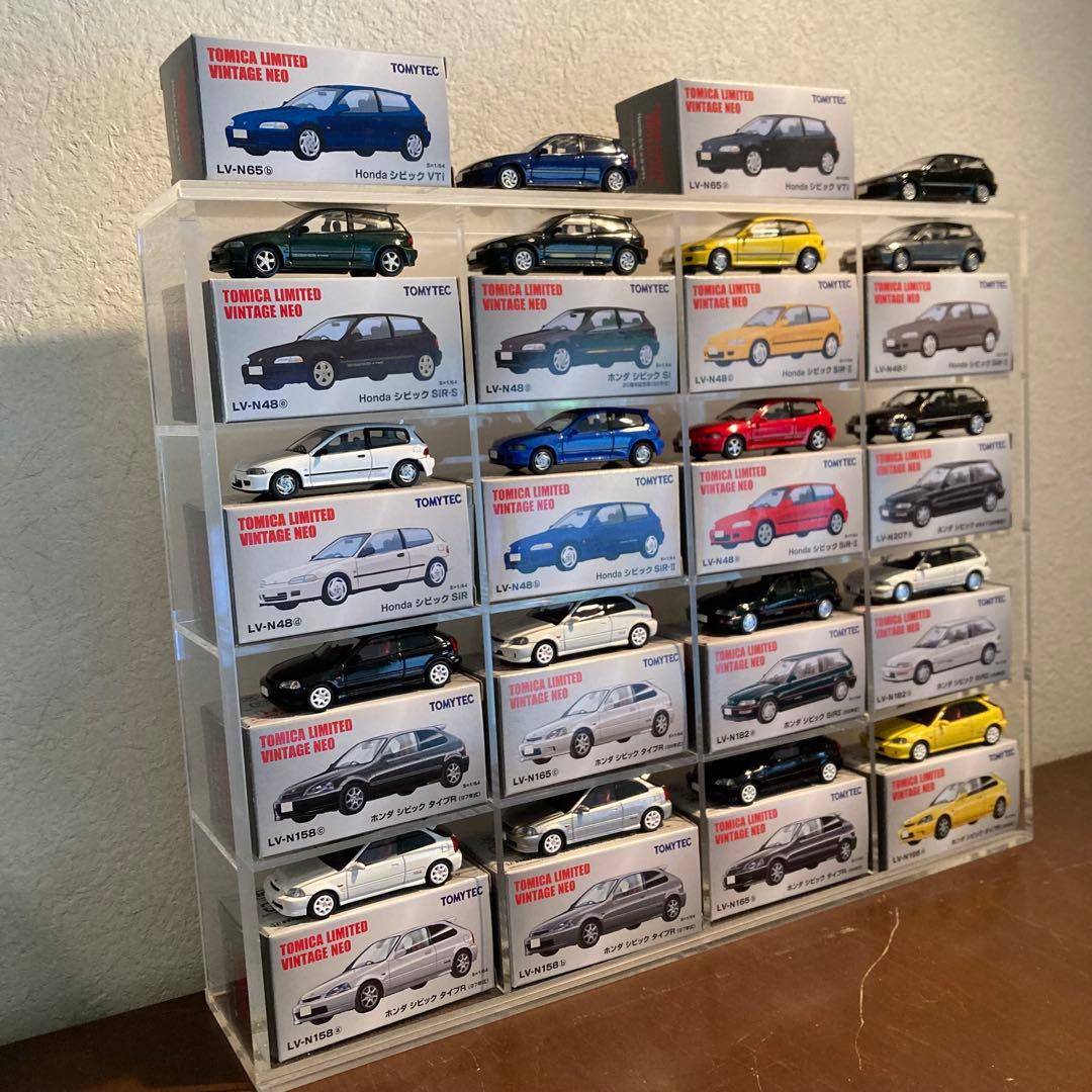 トミカリミテッドヴィンテージネオHondaシビック18台セット　アクリルケース付