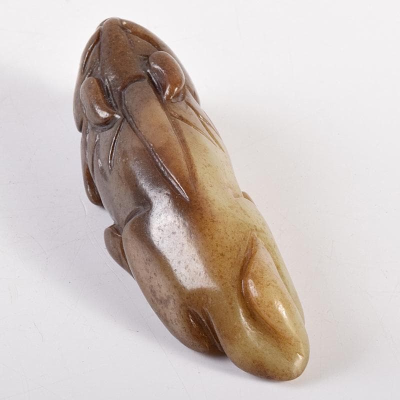 中国　玉石彫刻　神獣　根付　紙鎮　置物　C　7886E