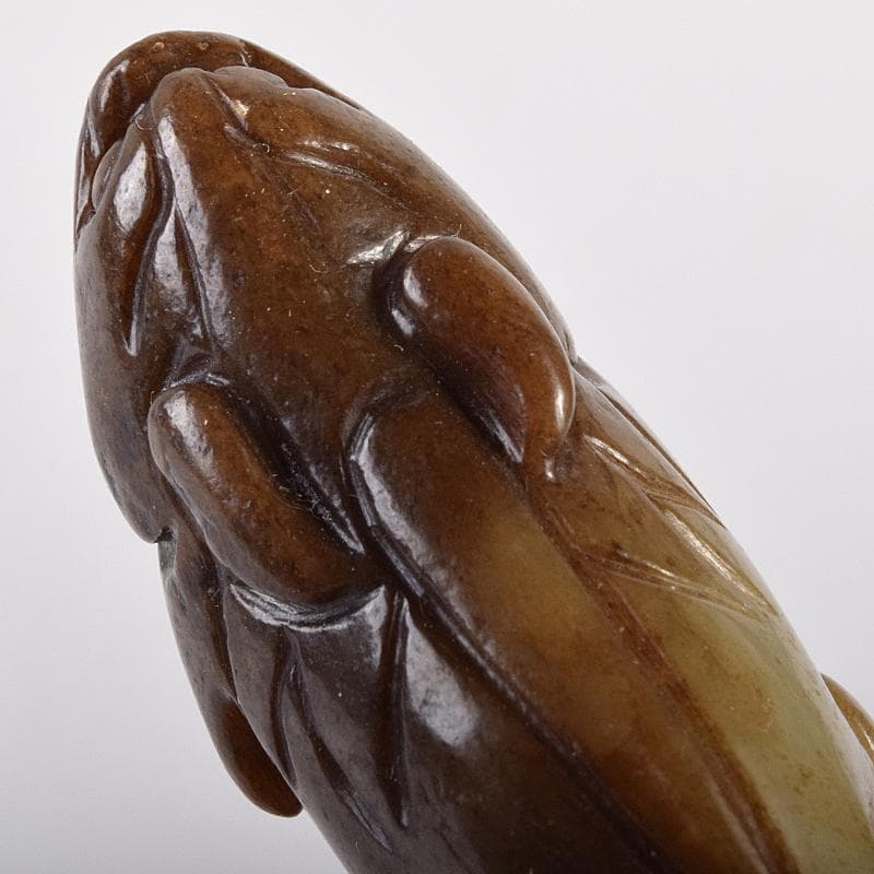 中国　玉石彫刻　神獣　根付　紙鎮　置物　C　7886E