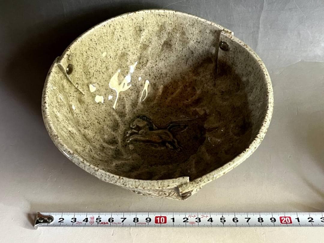 ぐい呑み■相馬焼 味わいのある古い酒杯 印花 酒器 茶碗 湯呑み 時代物 骨董■