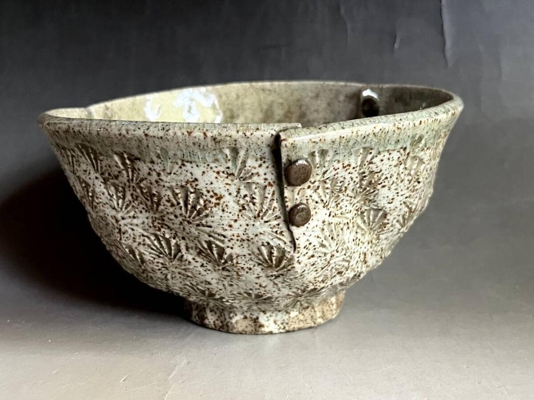 ぐい呑み■相馬焼 味わいのある古い酒杯 印花 酒器 茶碗 湯呑み 時代物 骨董■