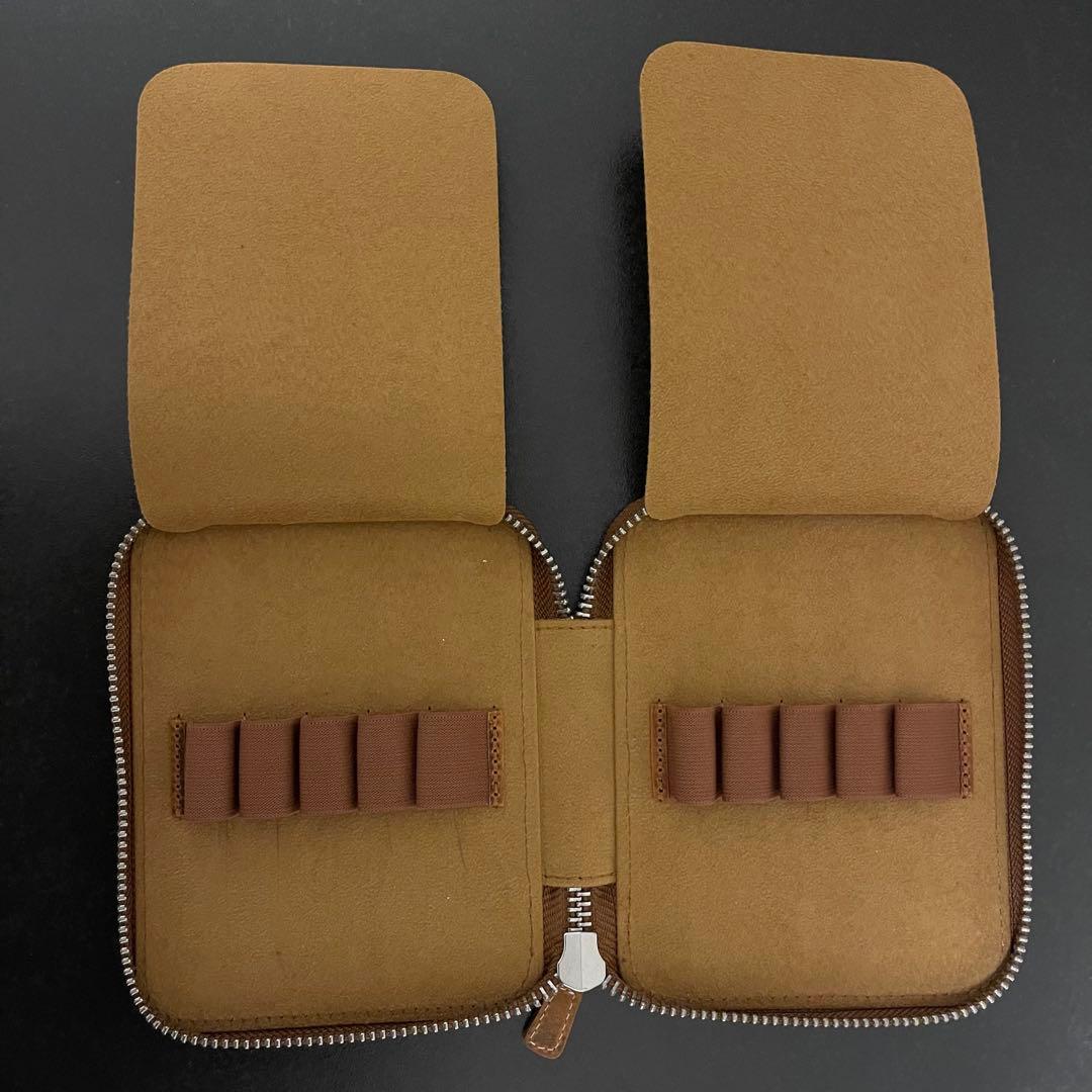 N【Galen Leather】レザーラウンドジップ10本差しペンケース