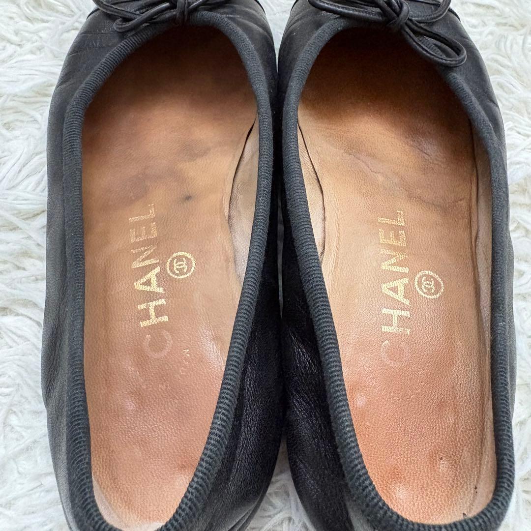 CHANEL シャネル　黒　ブラック　レザー　ココマーク　22.5cm 35.5