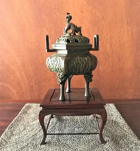 3025 香炉 高岡銅器 玉形 三友文焼 青銅色