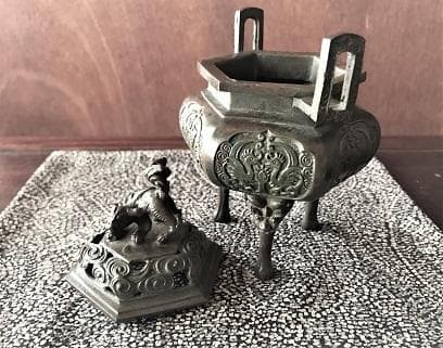 3025 香炉 高岡銅器 玉形 三友文焼 青銅色