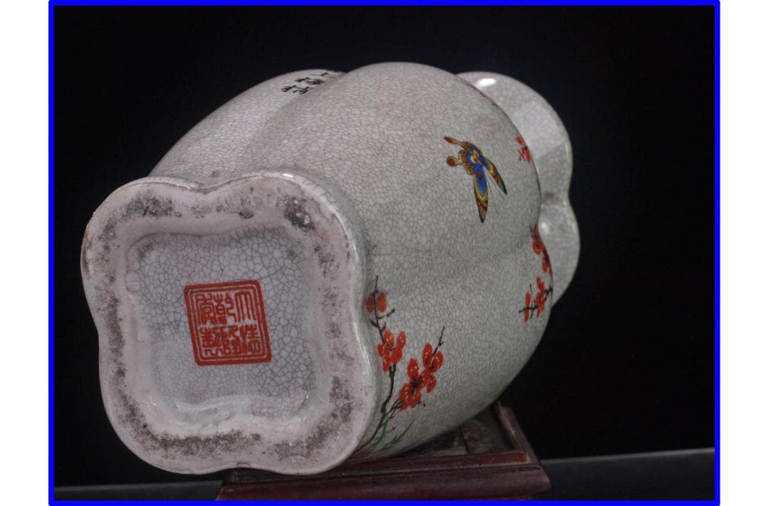 中国 清時代　在銘手描き花瓶 美術品　激安骨董品 DE1040B12-5