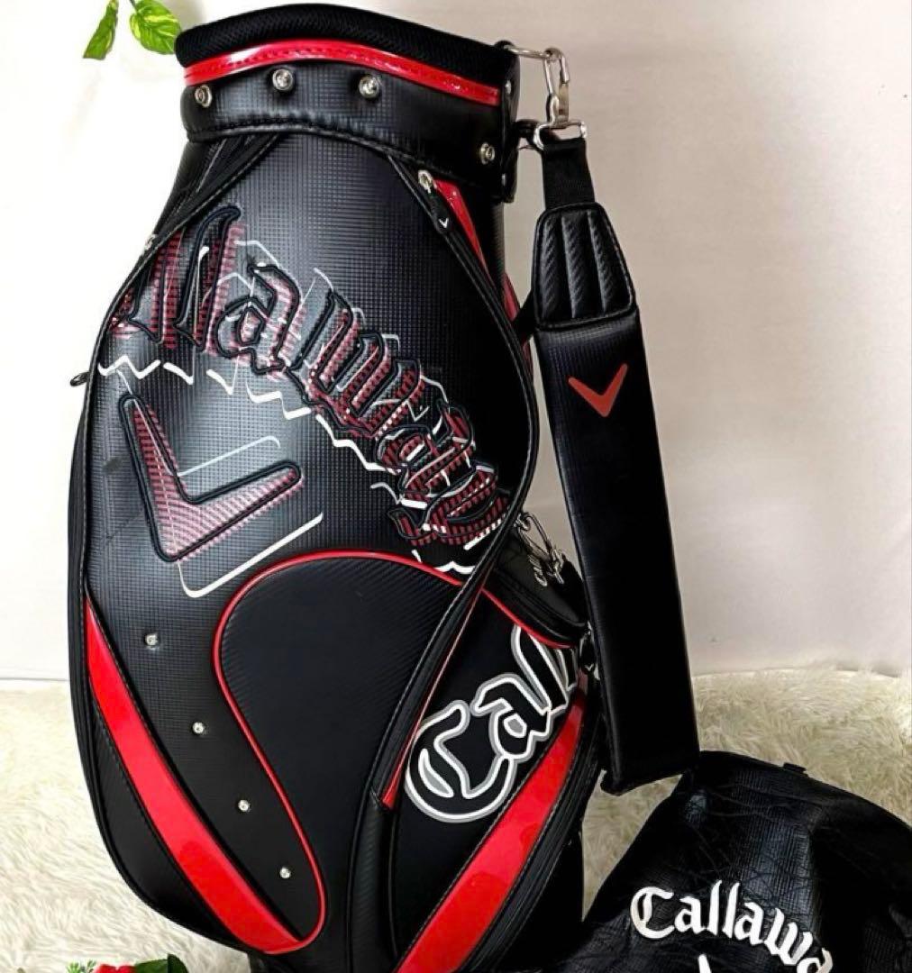 キャロウェイ キャディバッグ 人気モデル 訳あり格安 黒赤 フード