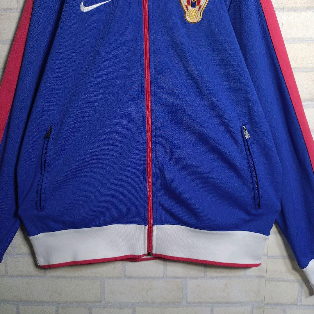 ナイキ★クロアチア代表 刺繍ロゴ エンブレムワッペン アンセムジャケット 青 L