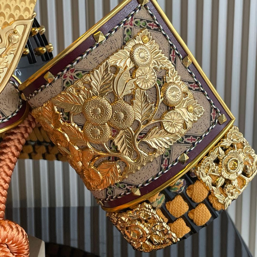 平安翠鳳　天平　御兜飾　松葉長鍬形　錆朱　木龍頭　30号　飾兜　甲冑　五月飾り