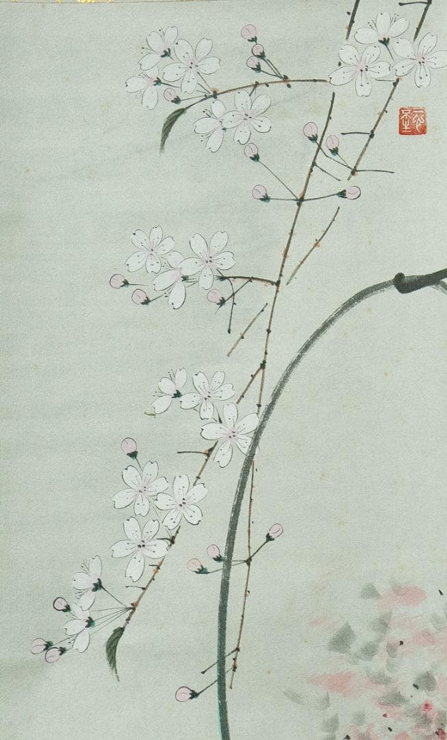 掛軸-1728　東福寺　西部文浄　夜桜画賛　共箱