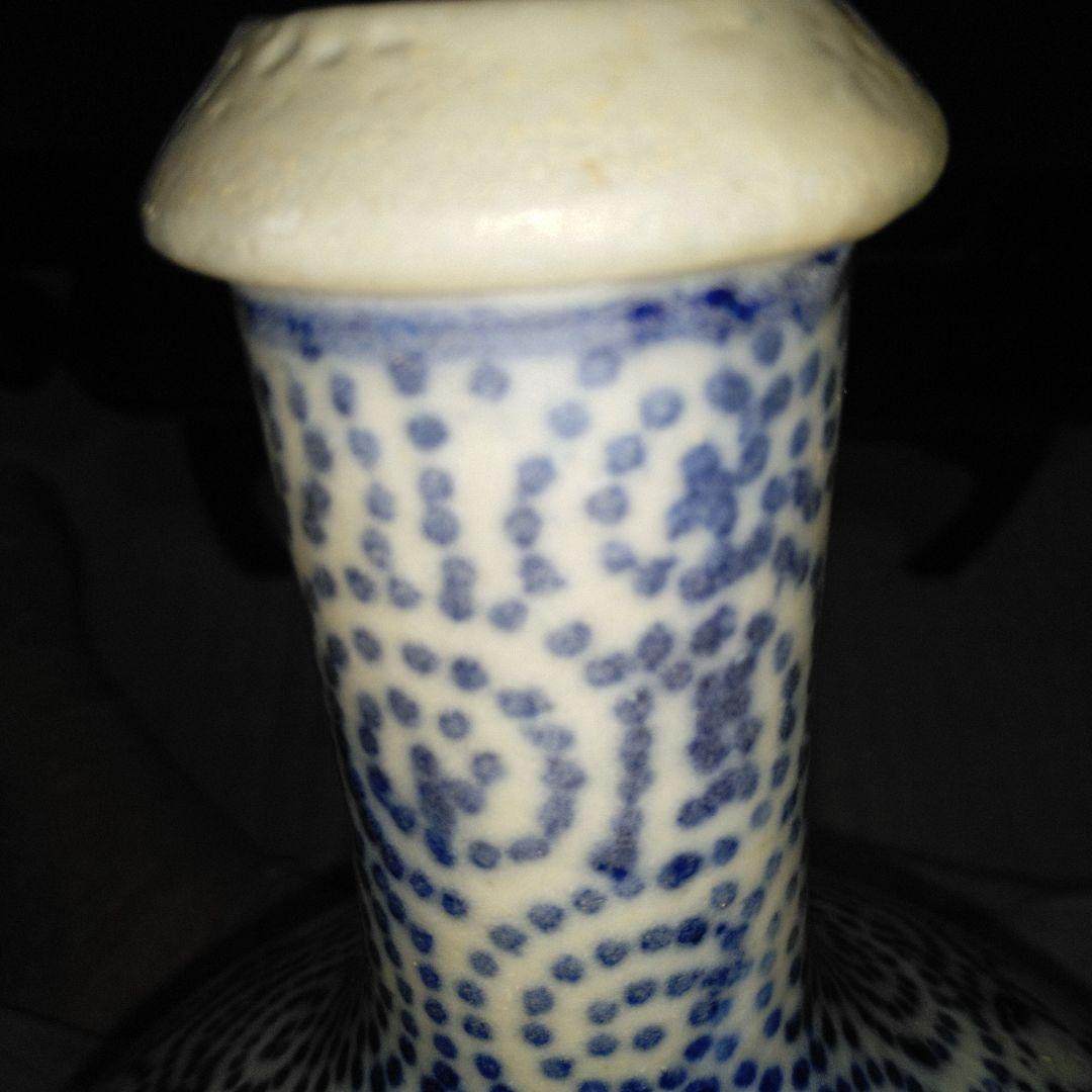 NO381 会津本郷焼　徳利　印版　花紋唐草　明治時代