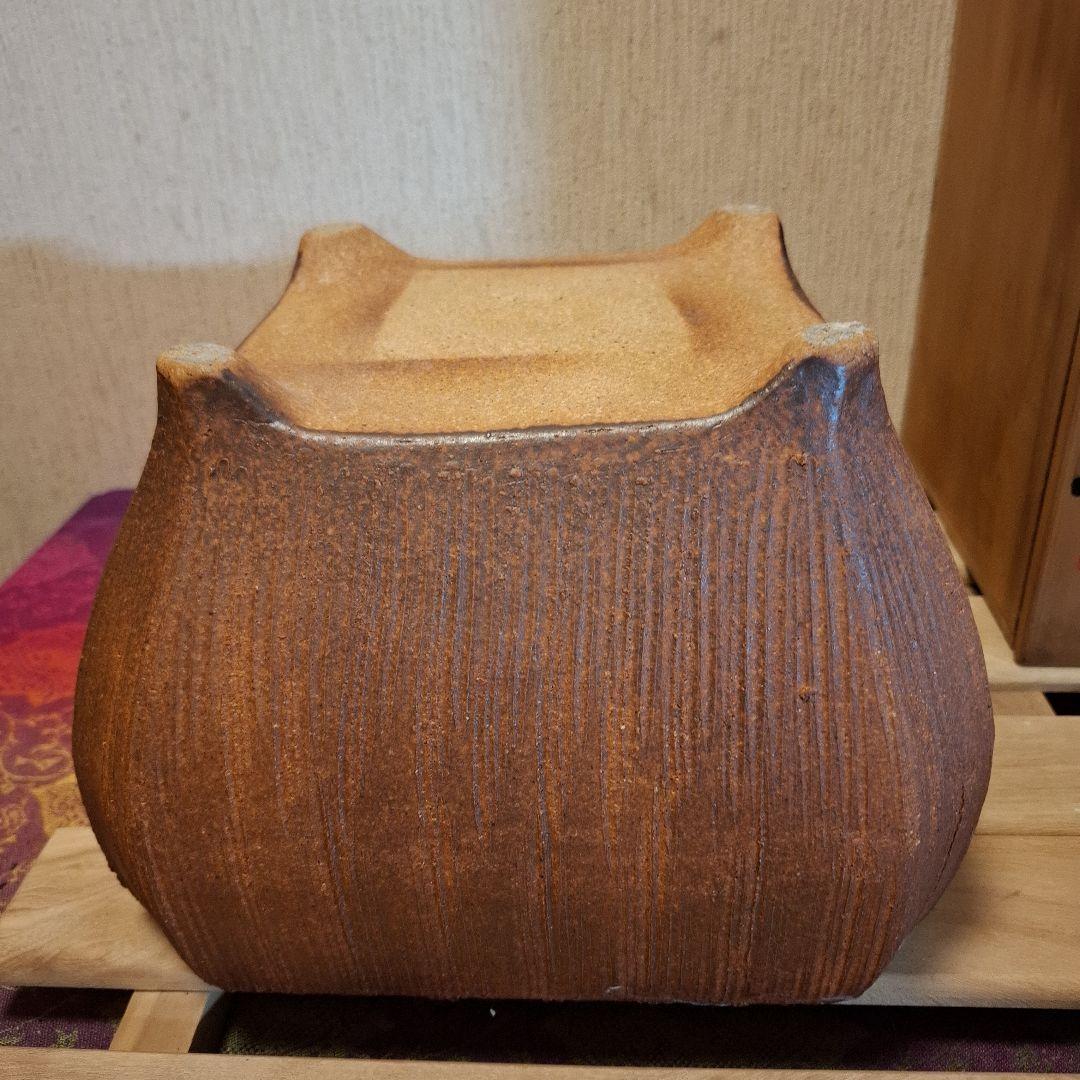 四代 高橋楽斎（造）信楽土風炉 瓶掛 釜鐶 共箱 茶道具 陶磁器 信楽焼 風炉用