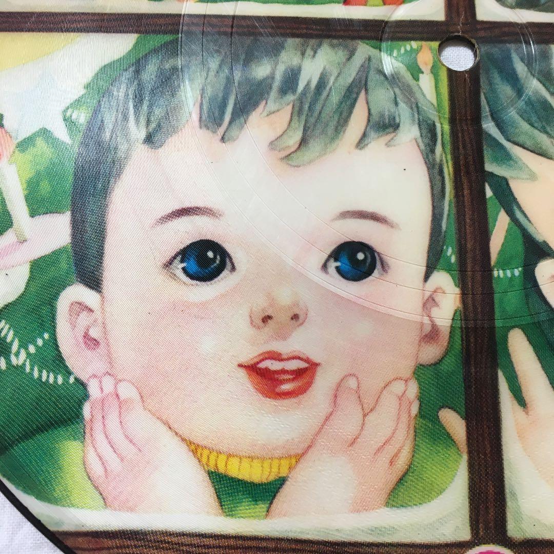 飾り物　少年少女画　昭和レトロ　アンティーク　レコード盤　クリスマス