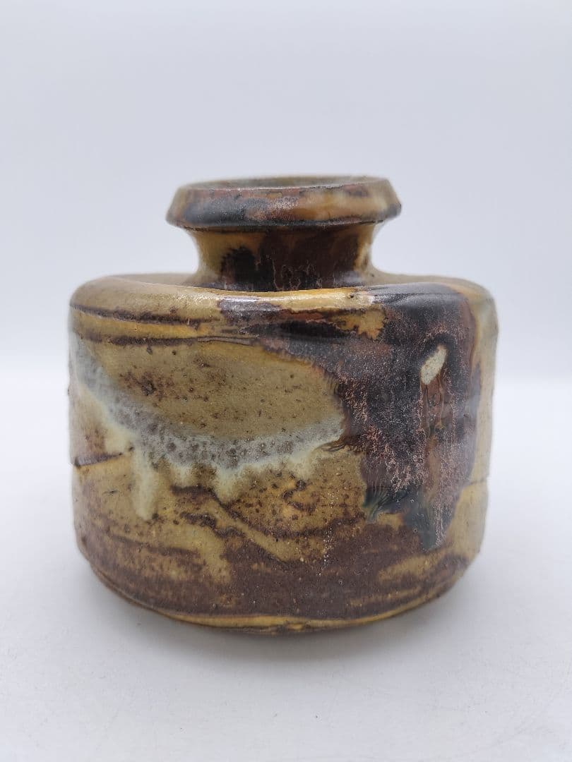 c485 【未使用】掛花入 上野焼 うずくまる 堀内宗完 箱書 木箱 茶道具