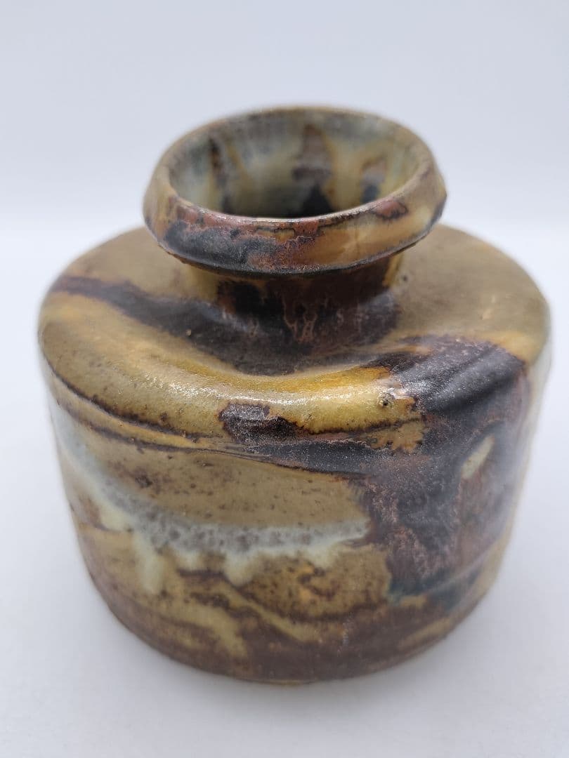 c485 【未使用】掛花入 上野焼 うずくまる 堀内宗完 箱書 木箱 茶道具