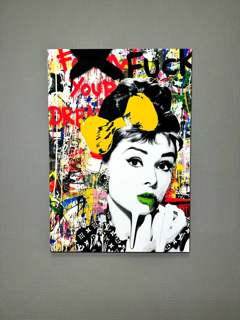 No.124木枠付きキャンバスアート　オマージュアート　オードリーヘプバーン