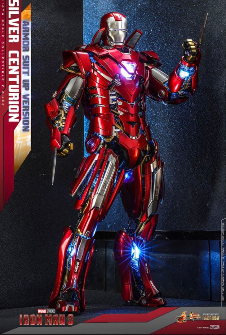 【美品】ホットトイズ　アイアンマン３シルバーセンチュリオンアーマースーツアップ版