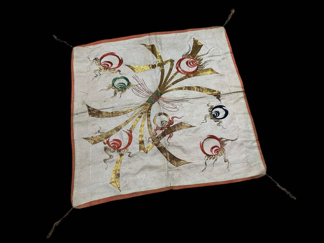 江戸期 熨斗目模様 時代袱紗 金駒刺繍 綸子 歴史資料