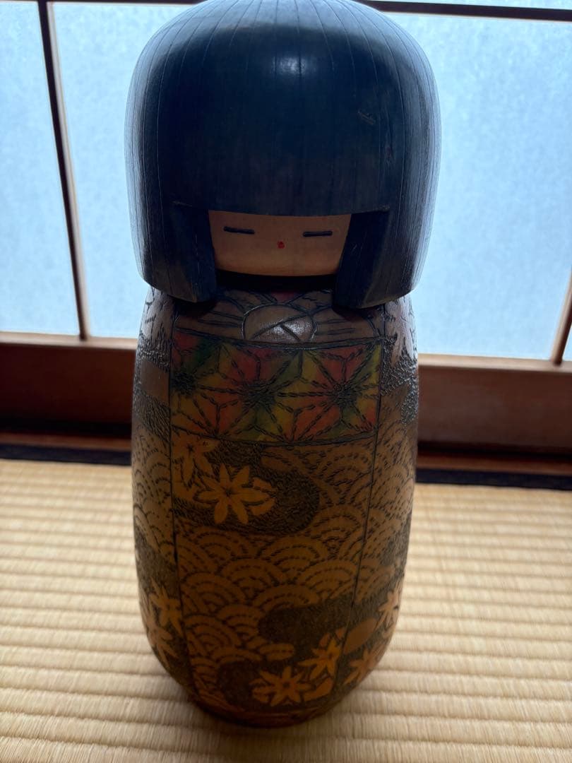 木目込人形 花模様 黒頭部