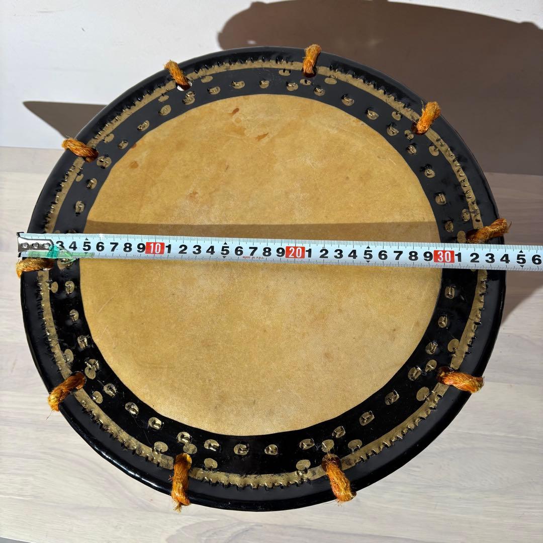 中型 和太鼓 黒・金 スタンド付き　Japan ビンテージ　骨董