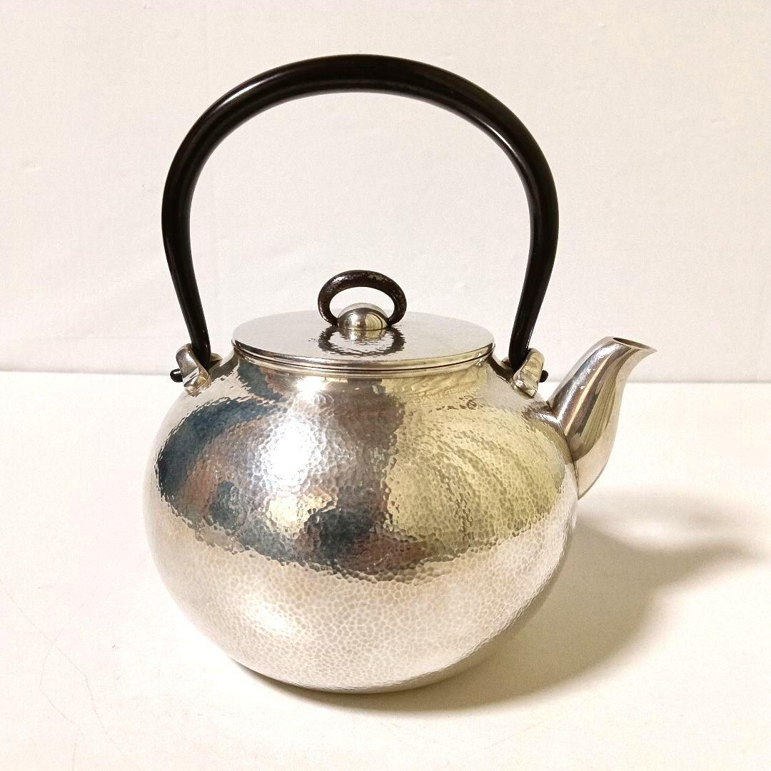 専用 名品 秦蔵六 蔵六居造 槌目 純銀瓶 鉄提手 湯沸 在銘 骨董 621g