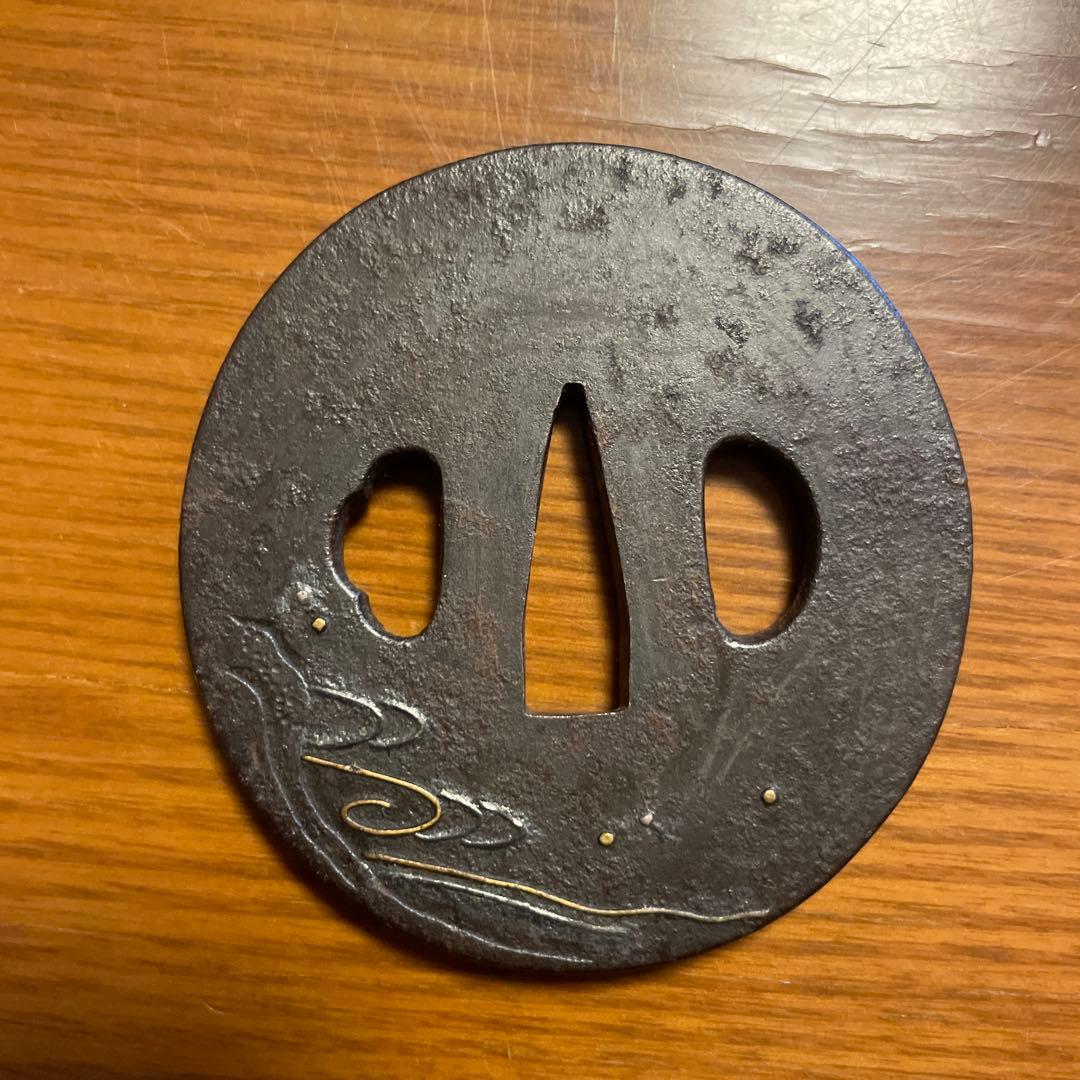 鍔　鐔　波と兎　竹生島図