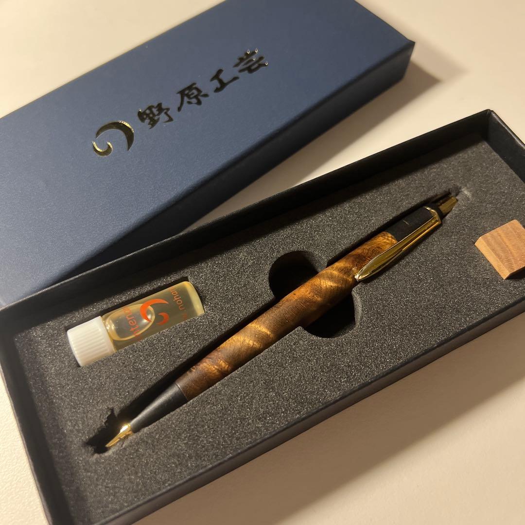 t*m様 野原工芸　マーブルウッド　スリム　ボールペン　ゴールド　旧型