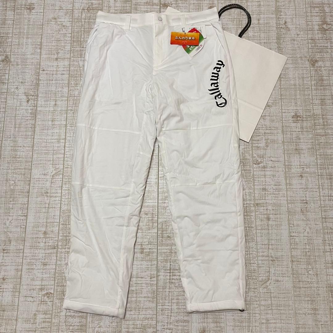 新品 キャロウェイ パンツ ふんわり裏地 極暖 アーチロゴ ホワイト LLサイズ