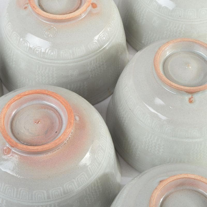 茶道具　京焼　加藤春永作　三島市松　数茶碗　六客　共箱　V　9769