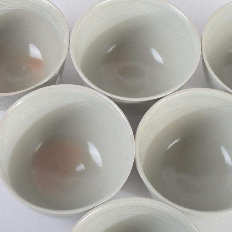 茶道具　京焼　加藤春永作　三島市松　数茶碗　六客　共箱　V　9769