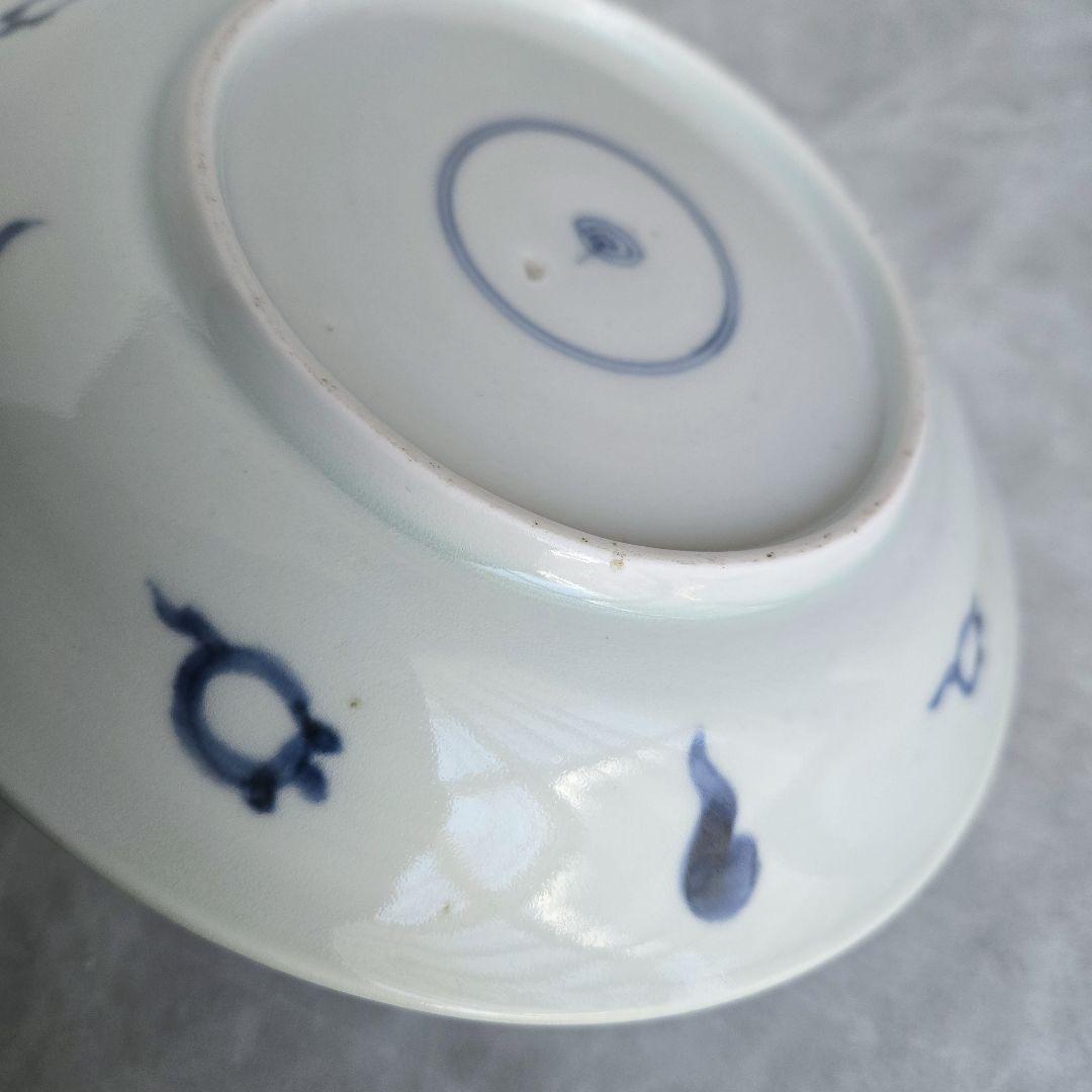 古伊万里　染付　蛸唐草　五寸皿　龍　江戸時代　金直し　金継ぎ　骨董　アンティーク