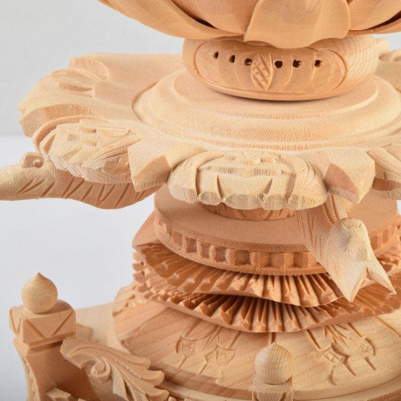 Khontao　仏教美術　桧彫刻　大日如来像　仏像　華鬘台　C　9059