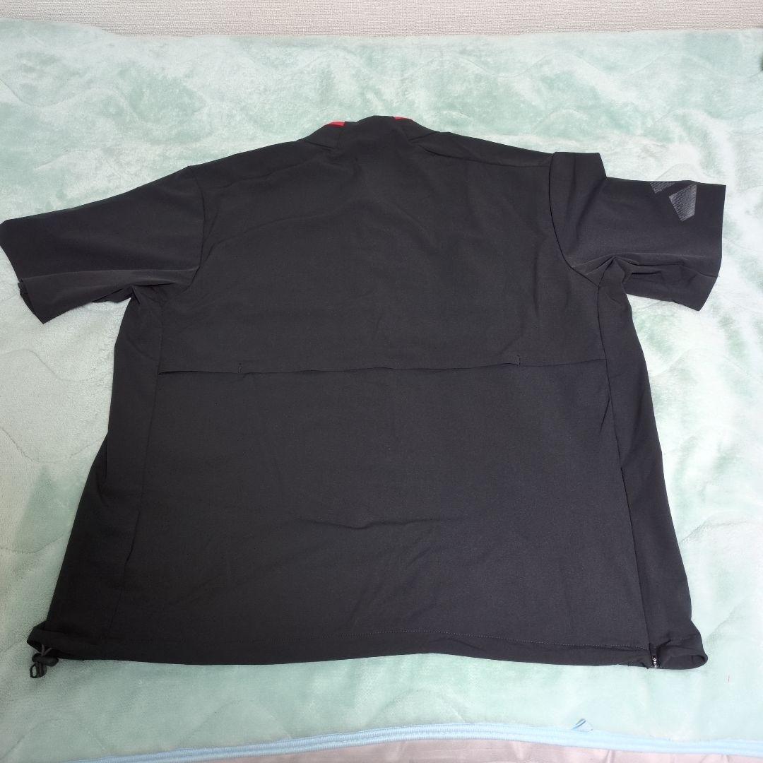 adidas ハーフジップ ゴルフシャツ ブラック/レッド