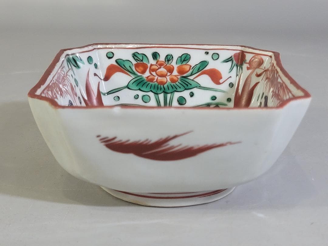 呉須赤絵 花鳥 魁 四方向付 五客 時代物 DT356