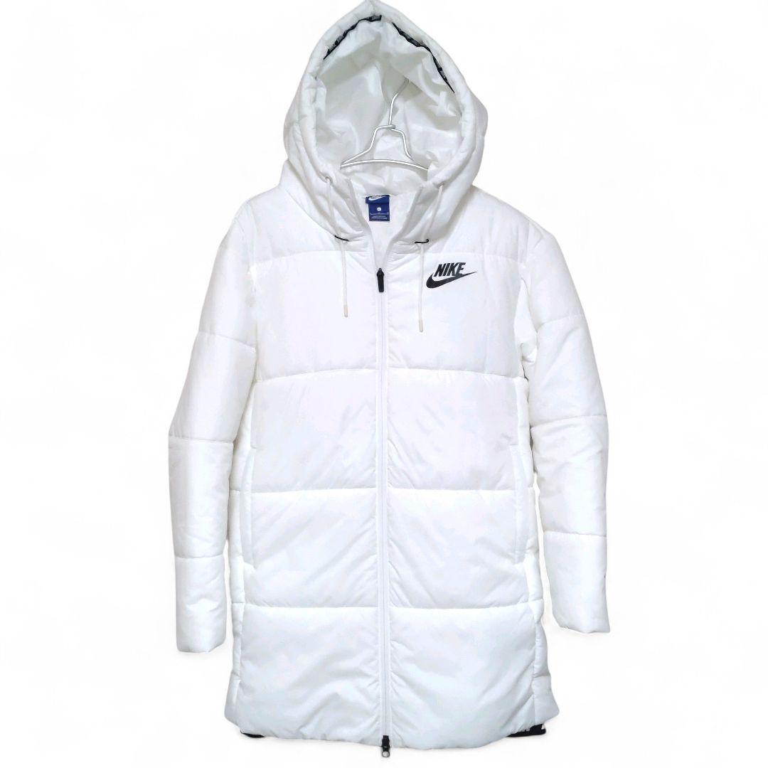 極美　ナイキ　レディース 中綿ダウンジャケット　L　フード付　防寒　ホワイト